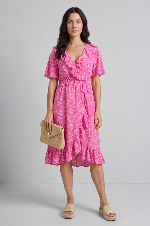 Etienne Floral Wrap Dress Fuchsia - Image 2