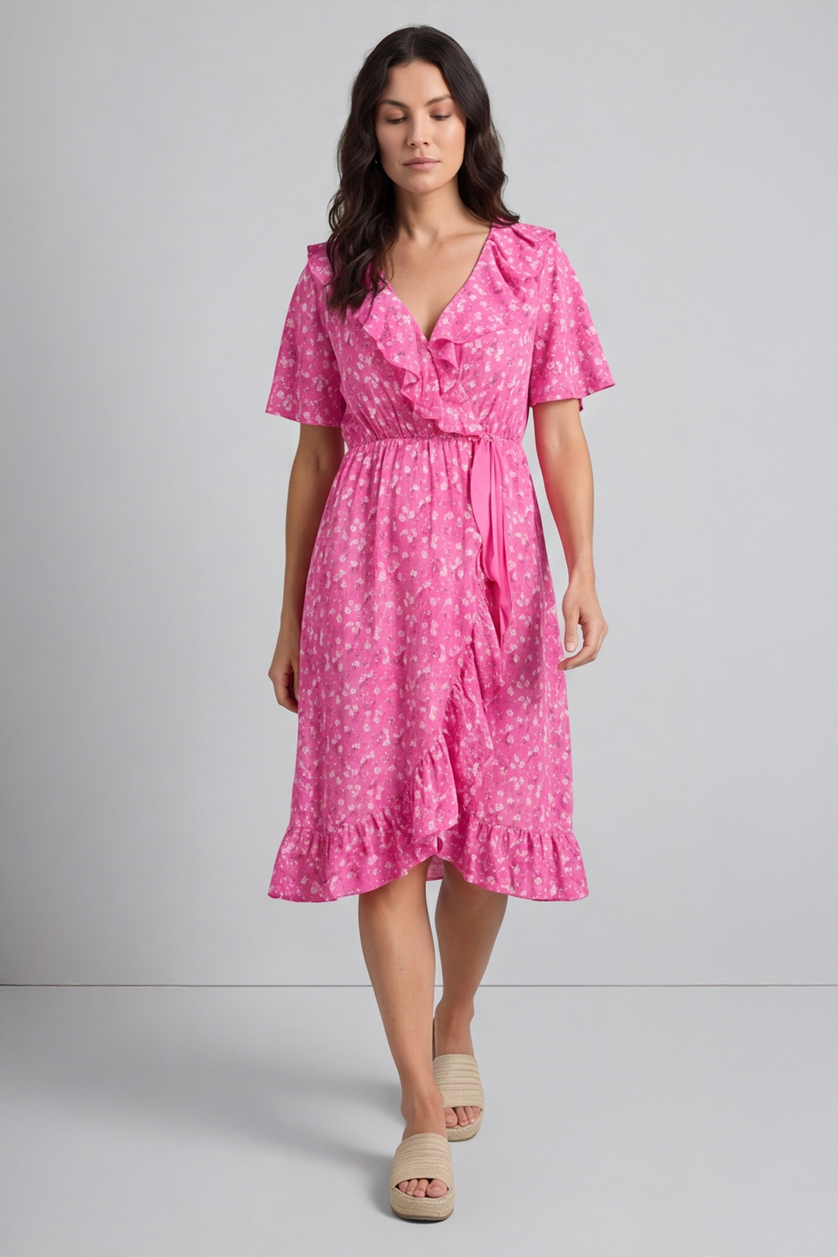 Etienne Floral Wrap Dress Fuchsia