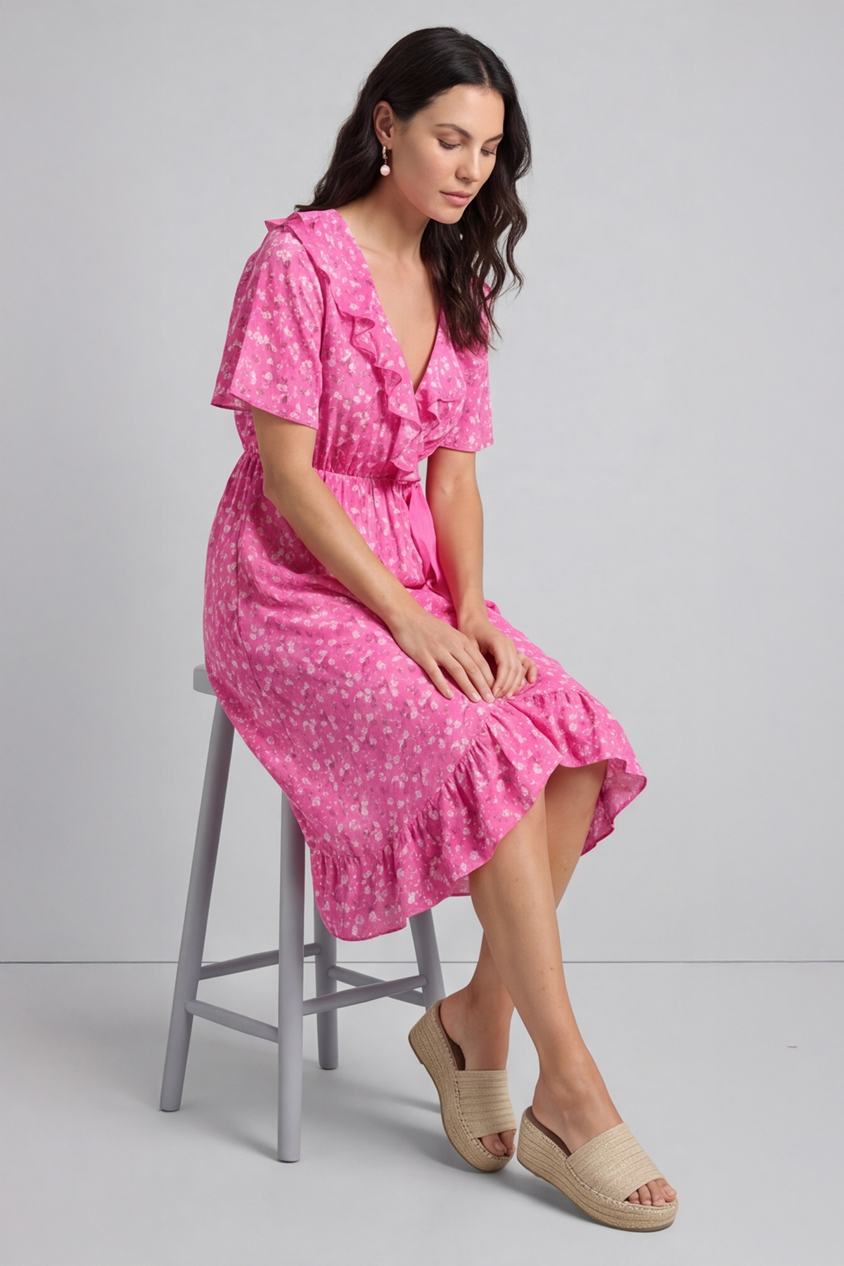Etienne Floral Wrap Dress Fuchsia