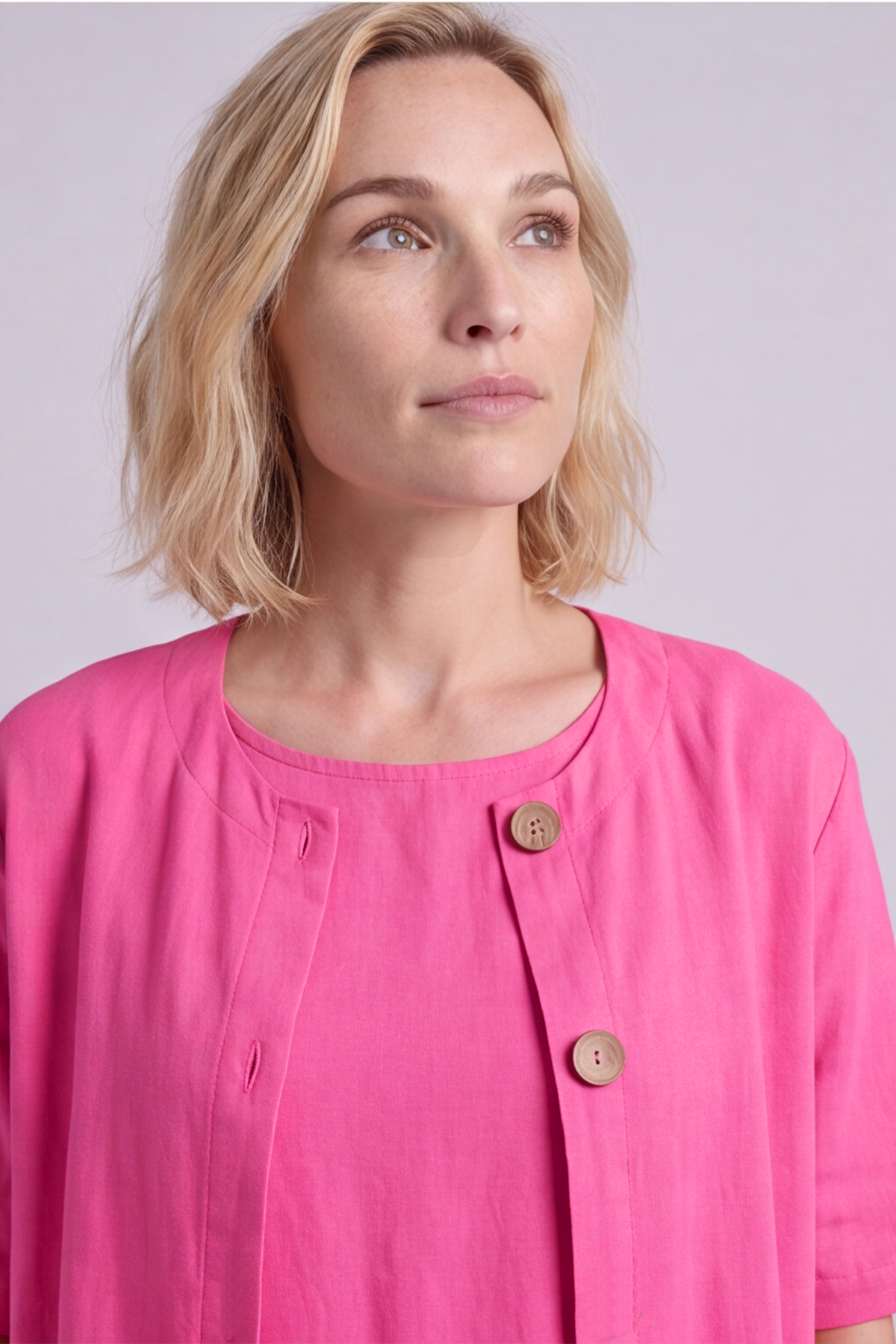 Pauline Linen 2 Piece Cardigan and Dress Set Fuchsia