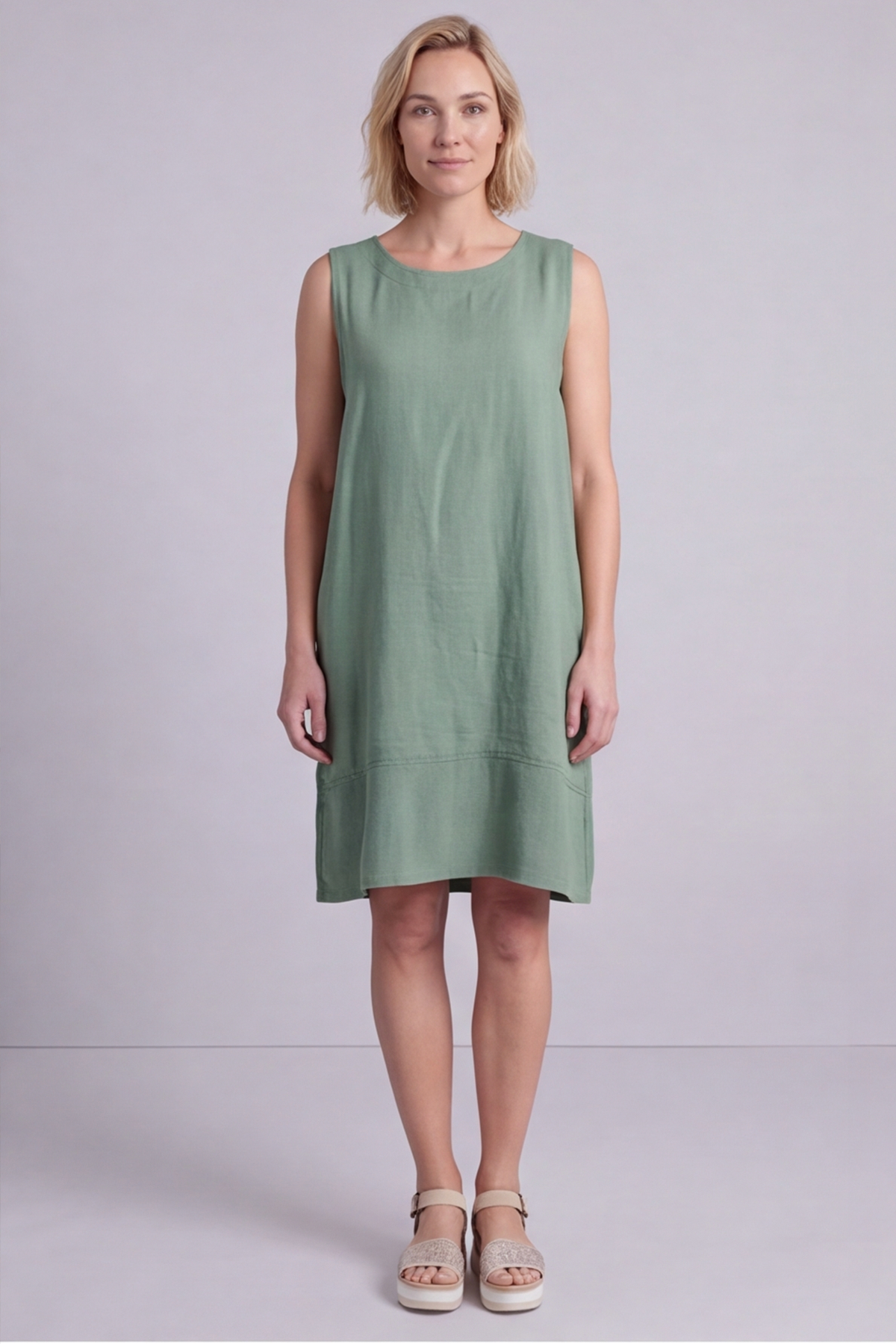 Pauline Linen 2 Piece Cardigan and Dress Set Green