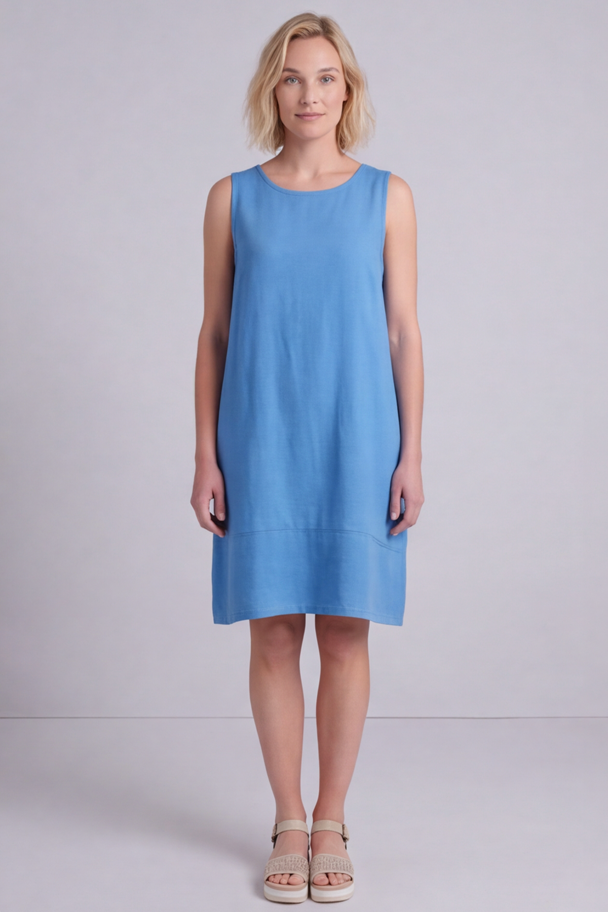 Pauline Linen 2 Piece Cardigan and Dress Set Blue