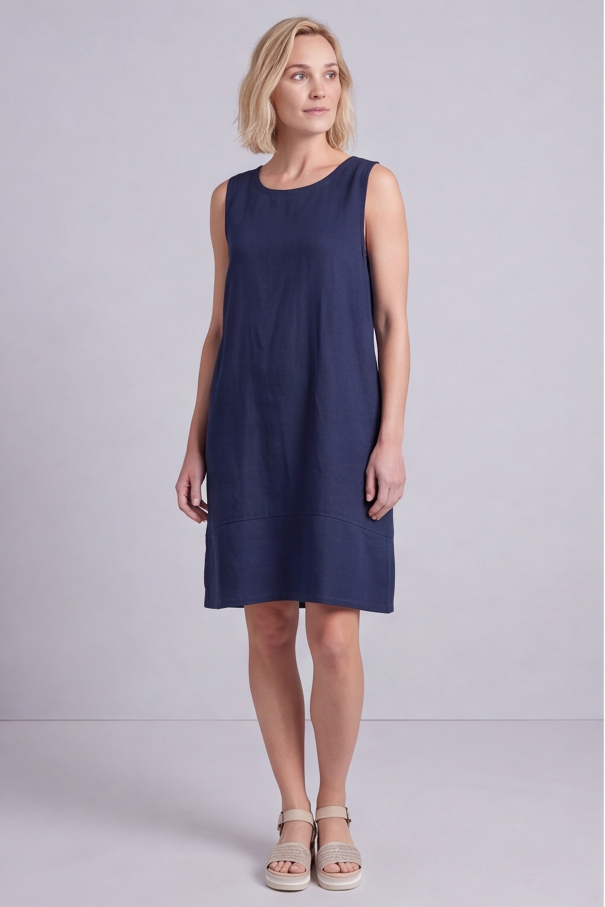 Pauline Linen 2 Piece Cardigan and Dress Set Navy