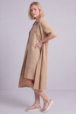 Pauline Linen 2 Piece Cardigan and Dress Set Camel Camel - Pauline Linen 2 Piece Cardigan and Dress Set Camel