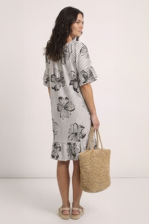 Fabiola Print Bardot Tunic Black - Image 3