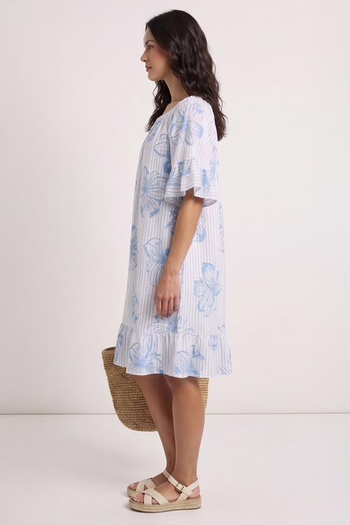 Fabiola Print Bardot Tunic Powder Blue - Image 4
