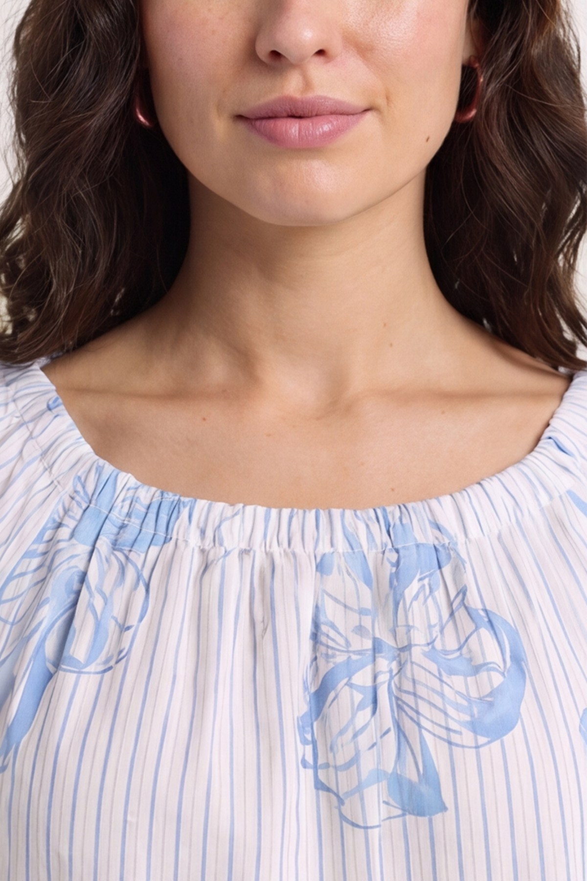 Fabiola Print Bardot Tunic Powder Blue