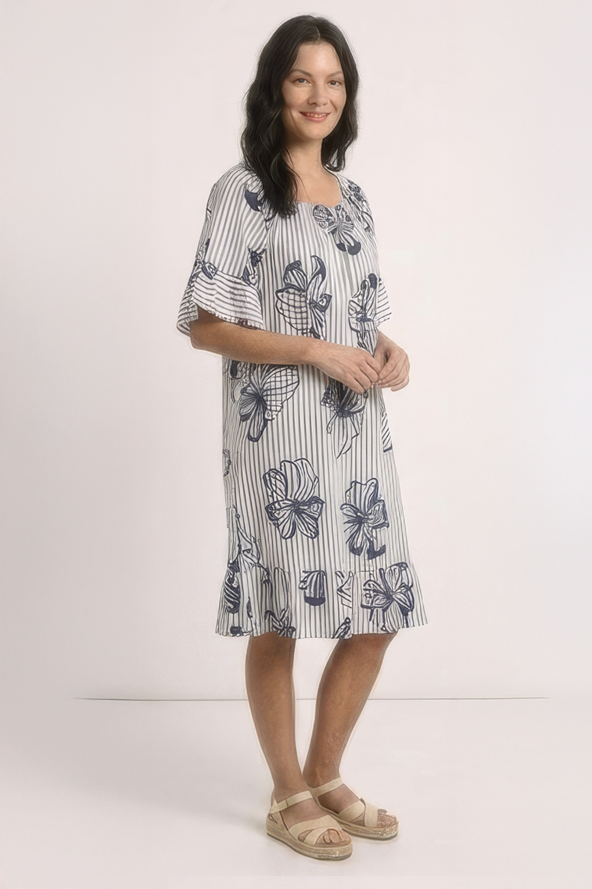 Fabiola Print Bardot Tunic Navy