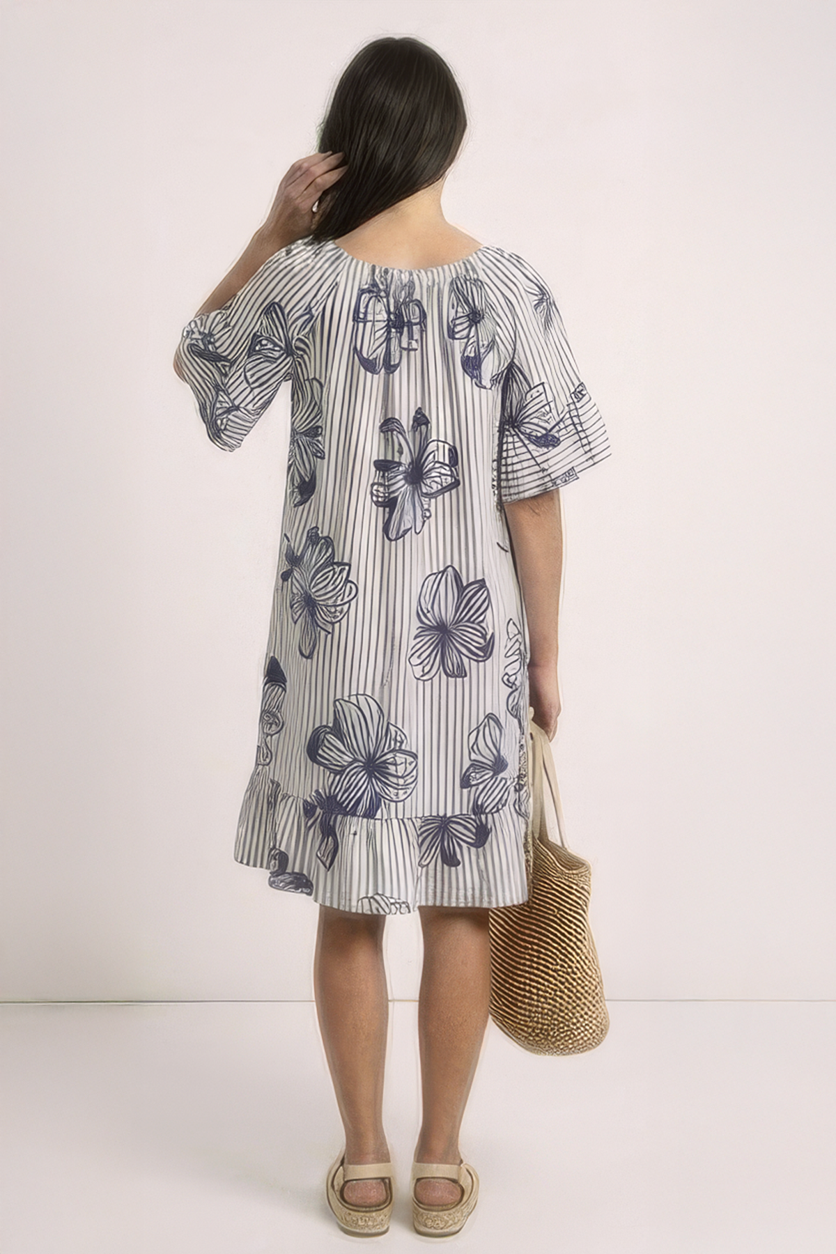 Fabiola Print Bardot Tunic Navy