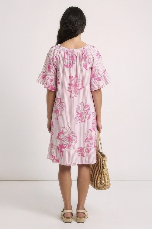 Fabiola Print Bardot Tunic Fuchsia - Image 2