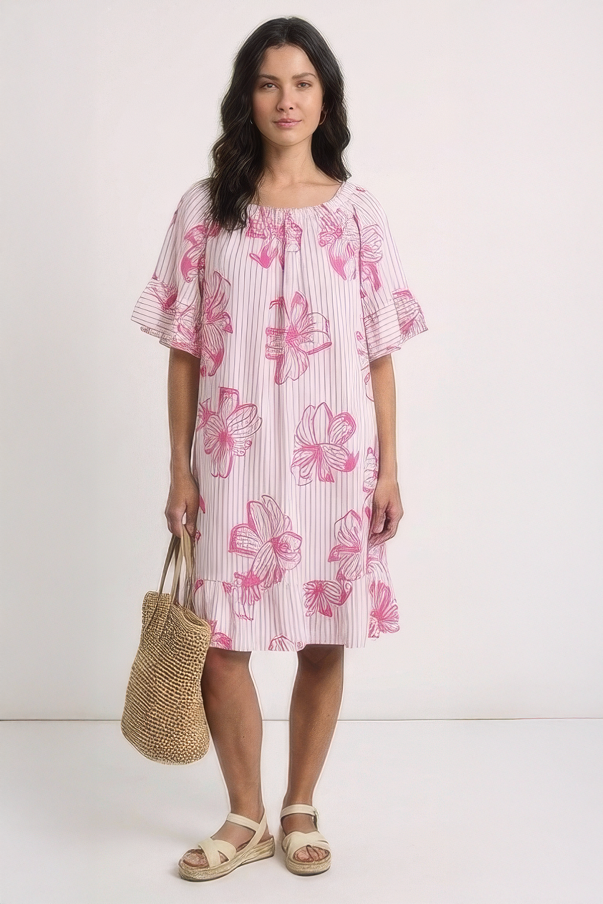 Fabiola Print Bardot Tunic Fuchsia