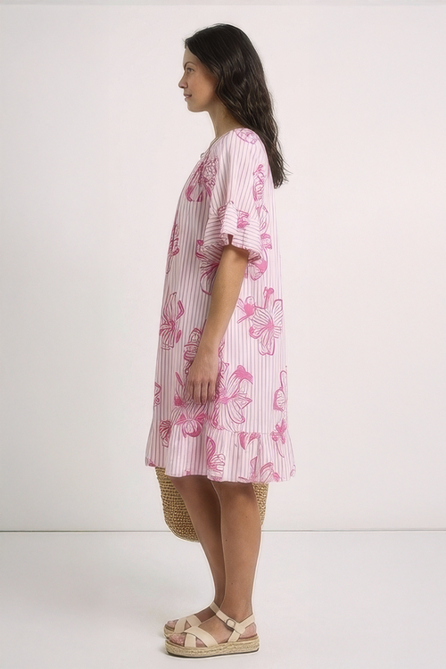Fabiola Print Bardot Tunic Fuchsia - Image 4