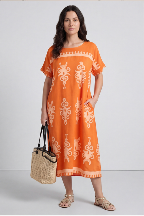 Flamborough Print Dress Orange