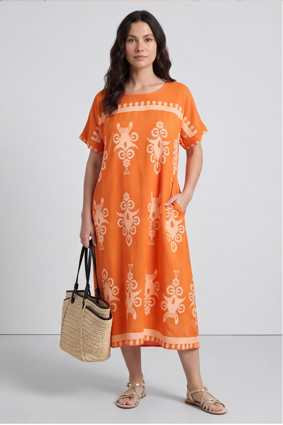 Flamborough Print Dress Orange