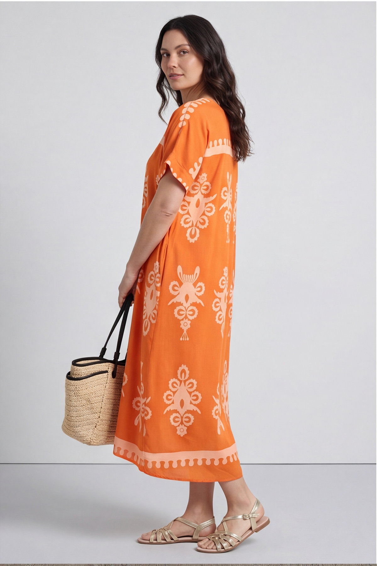 Flamborough Print Dress Orange