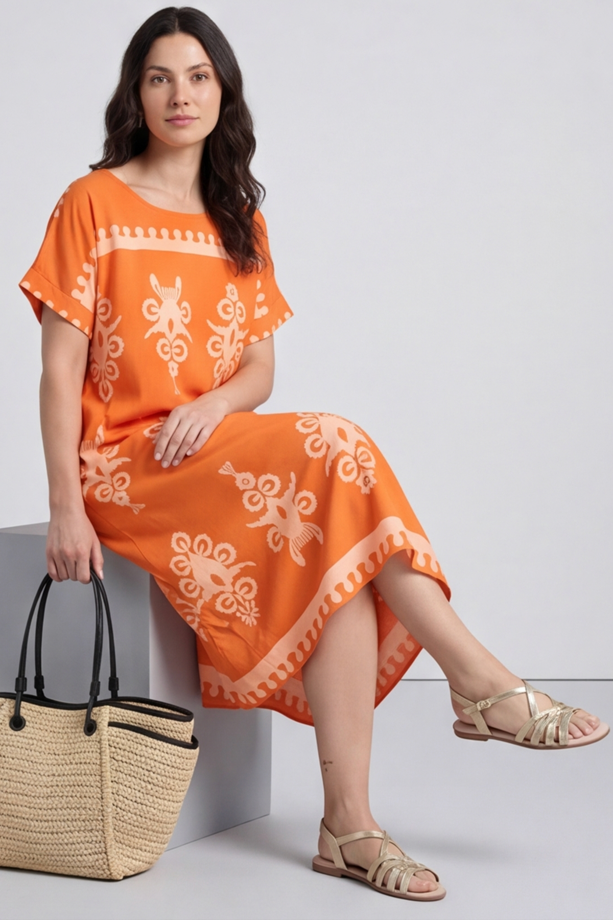 Flamborough Print Dress Orange