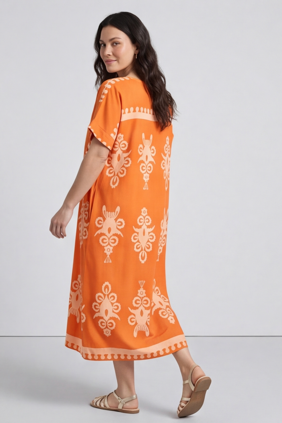 Flamborough Print Dress Orange