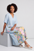 Whitstable V Neck Blue Floral Linen Dress