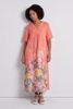 Whitstable V Neck Coral Floral Linen Dress