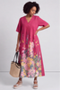 Whitstable V Neck Raspberry Floral Linen Dress