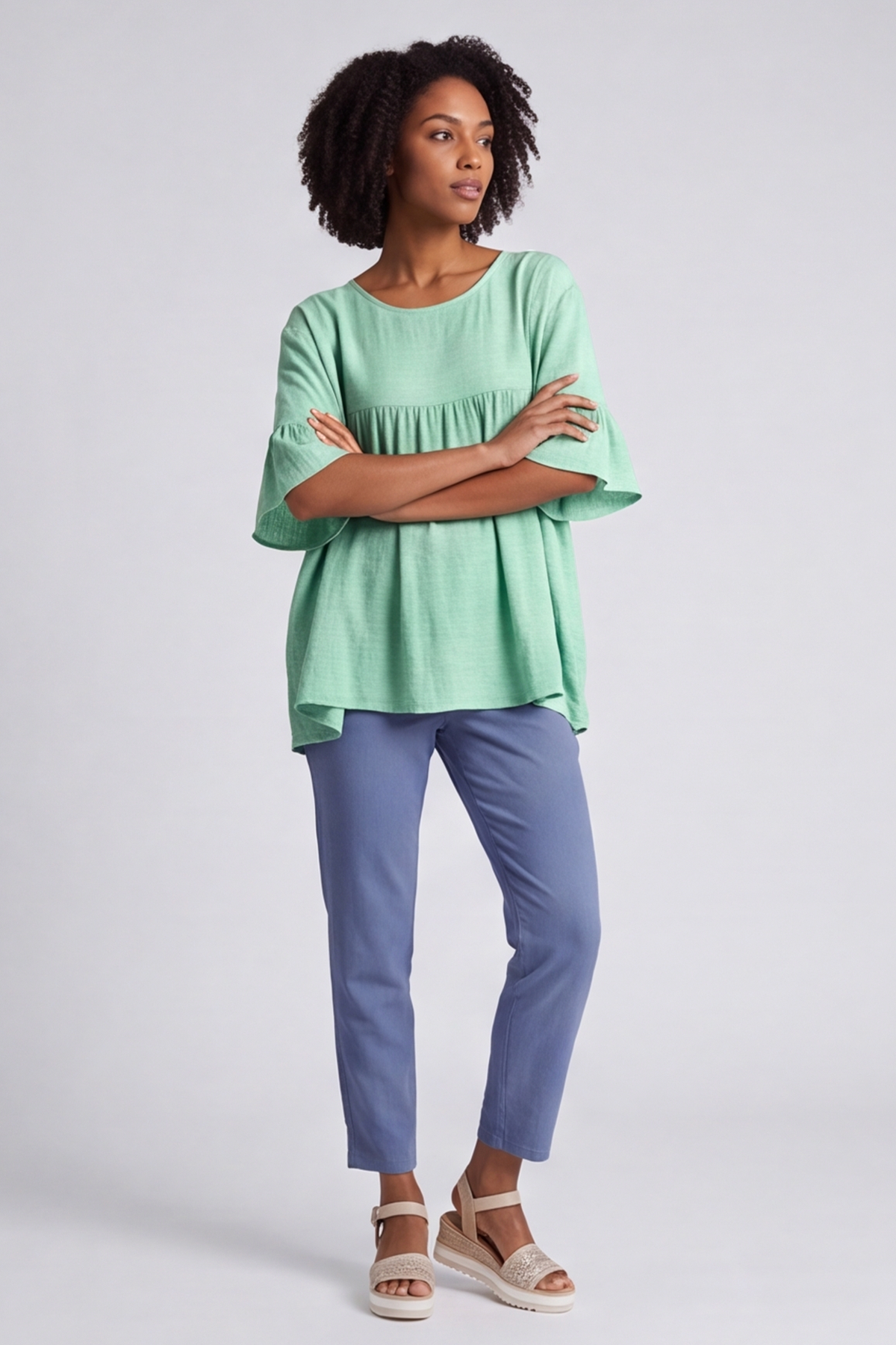 Arabella Cotton Tunic Top Aqua