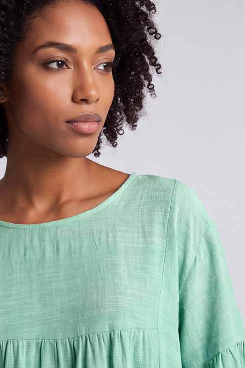 Arabella Cotton Tunic Top Aqua - Image 3