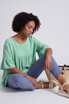 Arabella Cotton Tunic Top Aqua