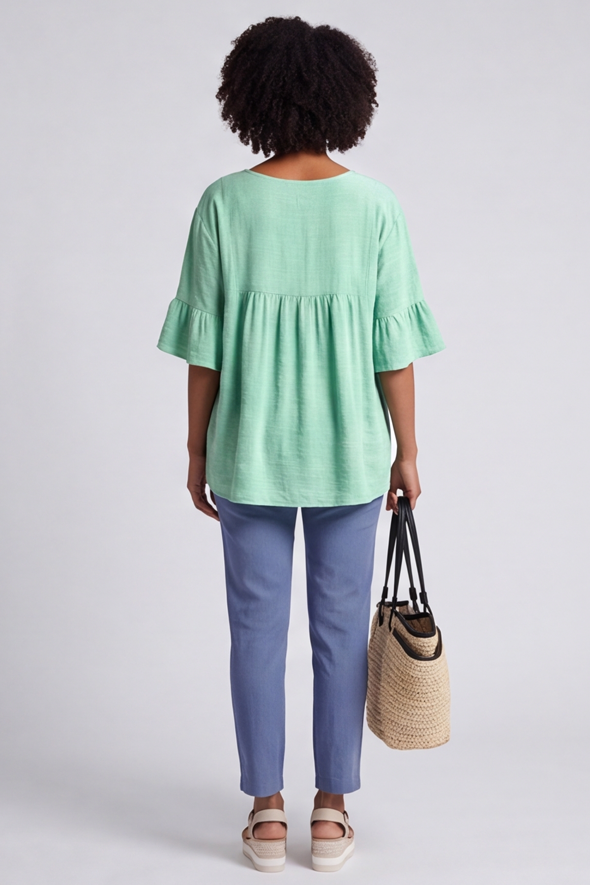 Arabella Cotton Tunic Top Aqua