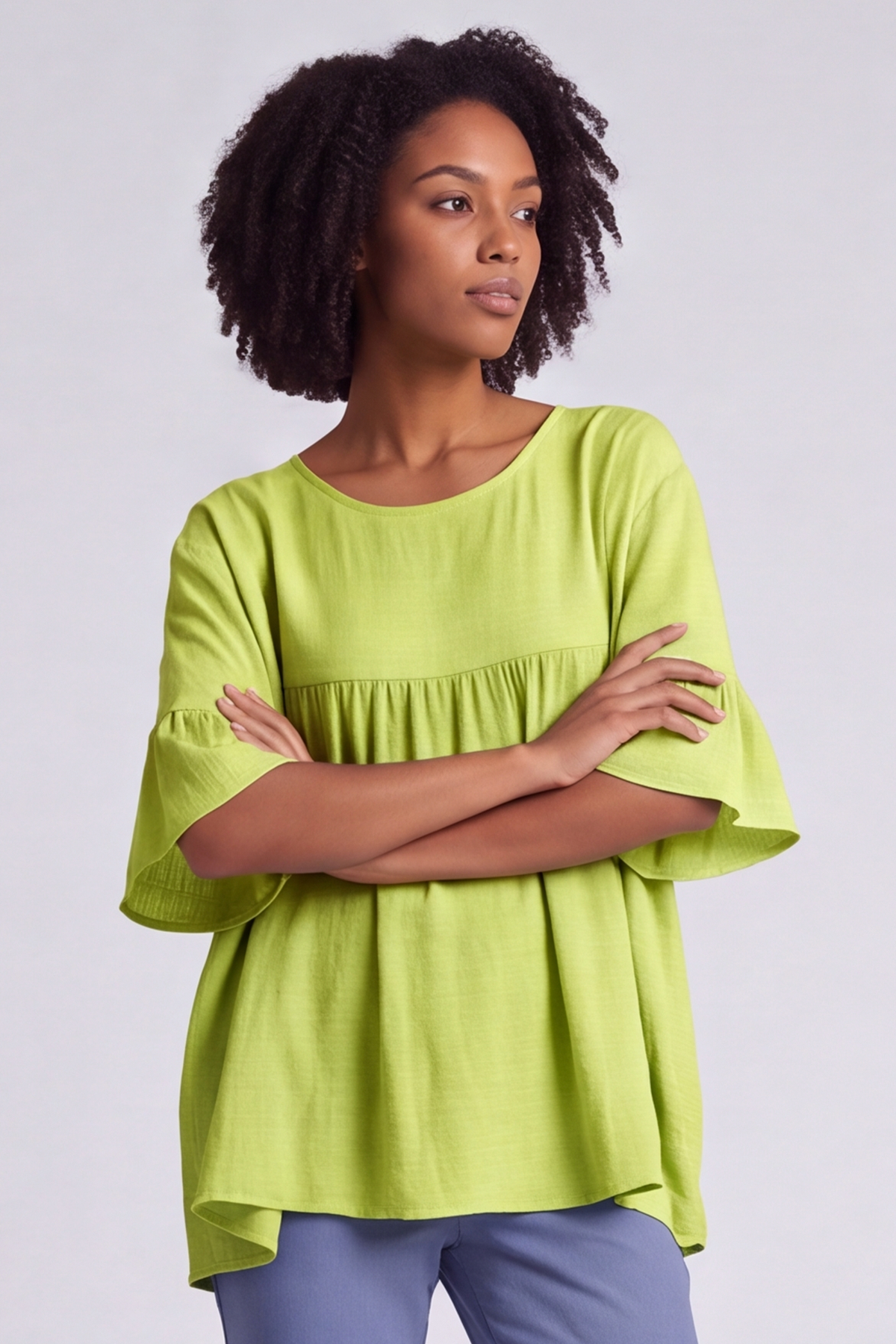 Arabella Cotton Tunic Top Lime Green