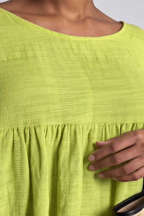 Arabella Cotton Tunic Top Lime Green - Image 4