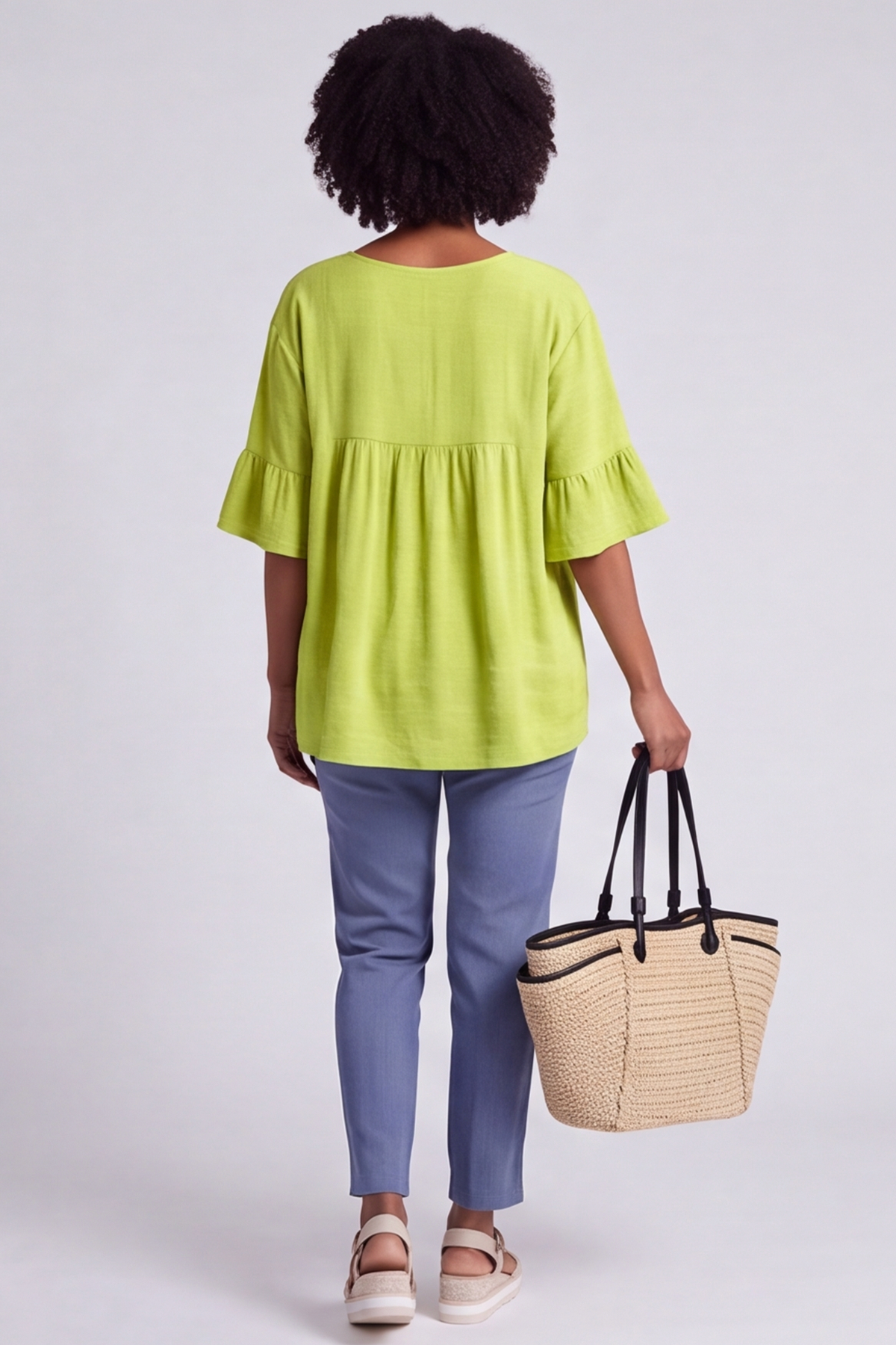 Arabella Cotton Tunic Top Lime Green