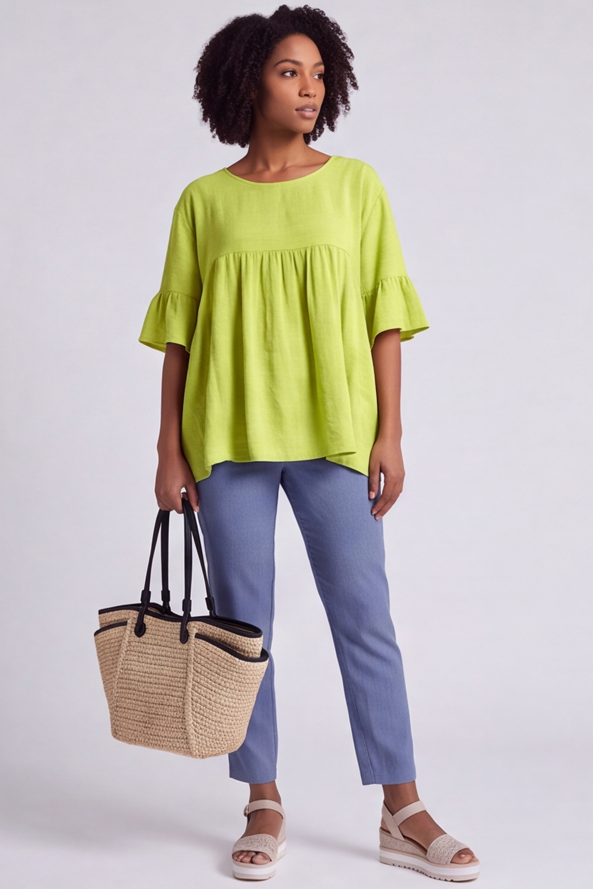 Arabella Cotton Tunic Top Lime Green