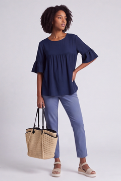 Arabella Cotton Tunic Top Navy