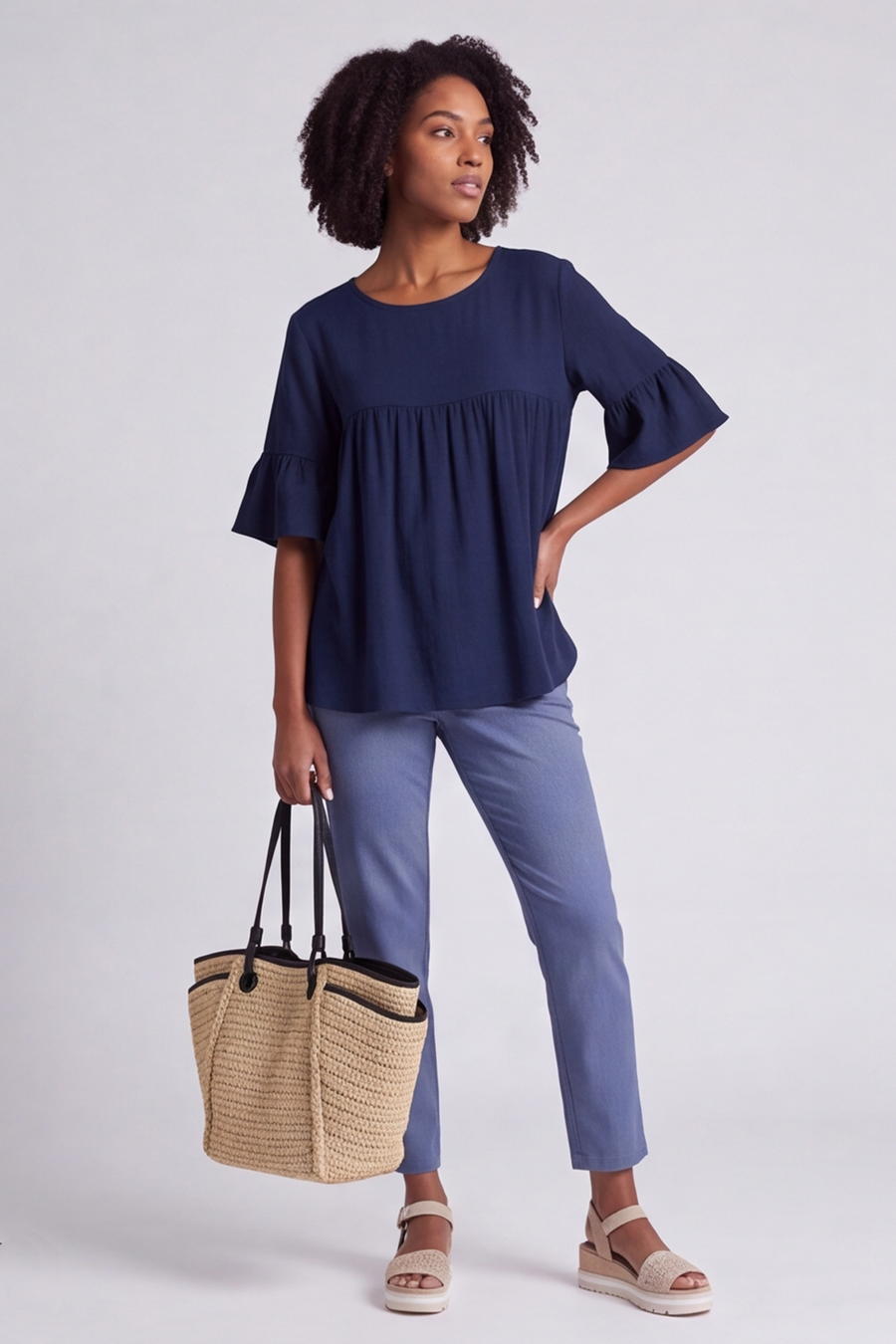 Arabella Cotton Tunic Top Navy