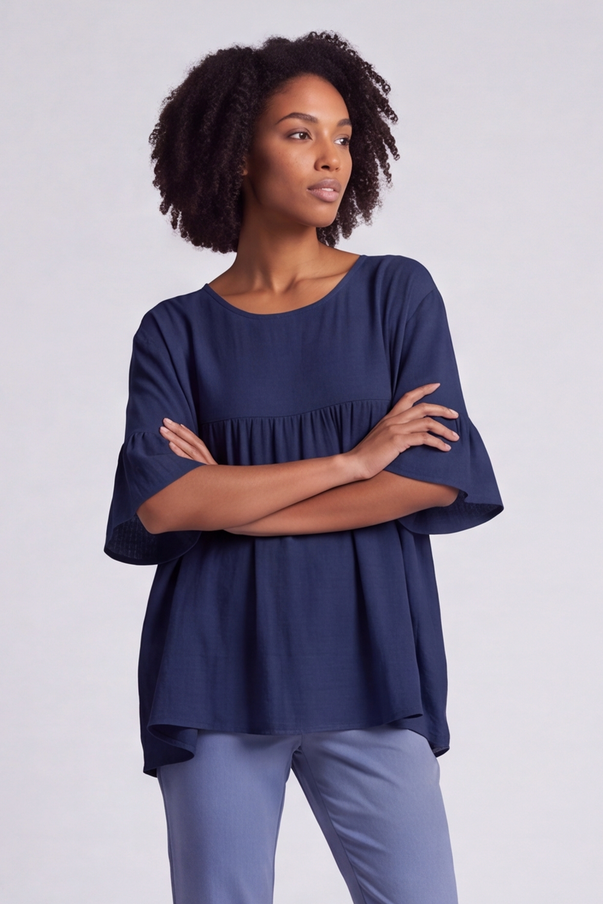 Arabella Cotton Tunic Top Navy