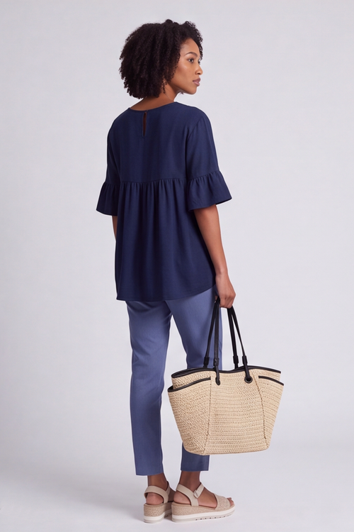 Arabella Cotton Tunic Top Navy - Image 6