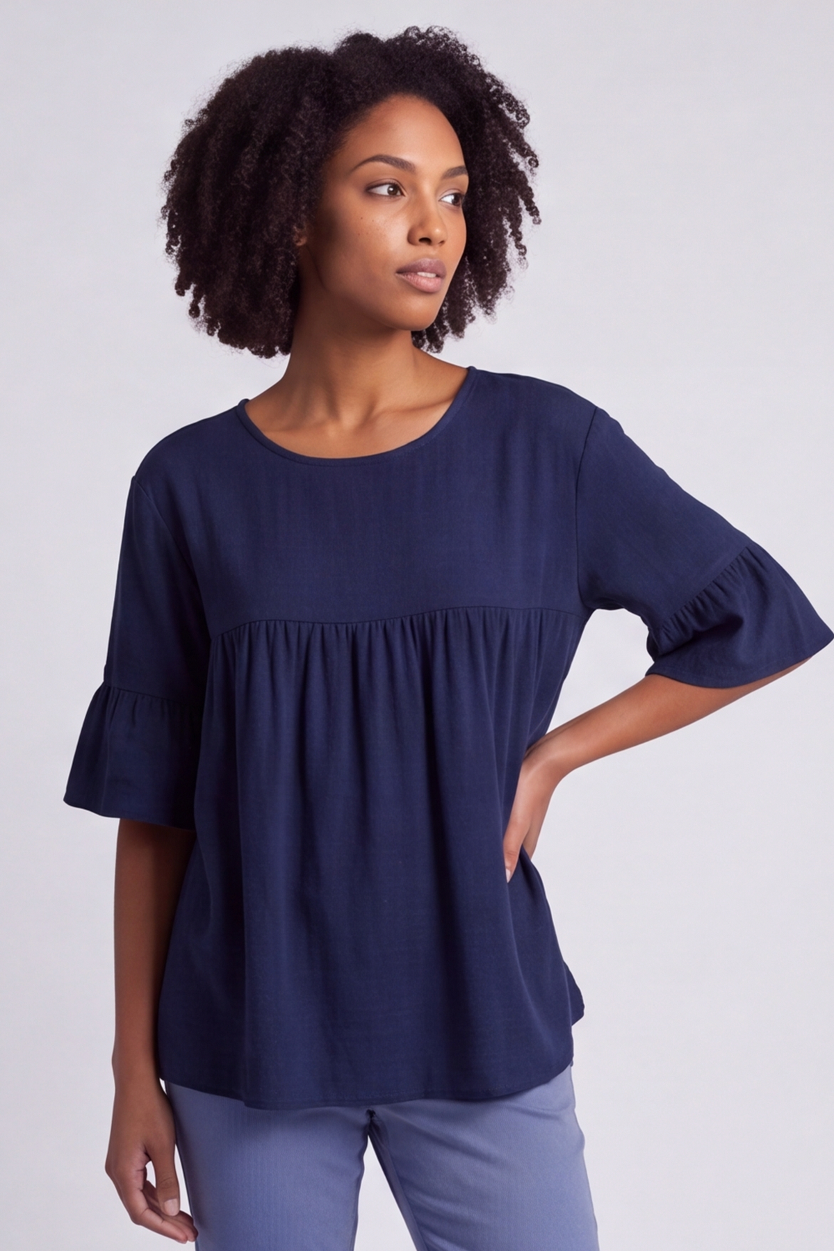 Arabella Cotton Tunic Top Navy