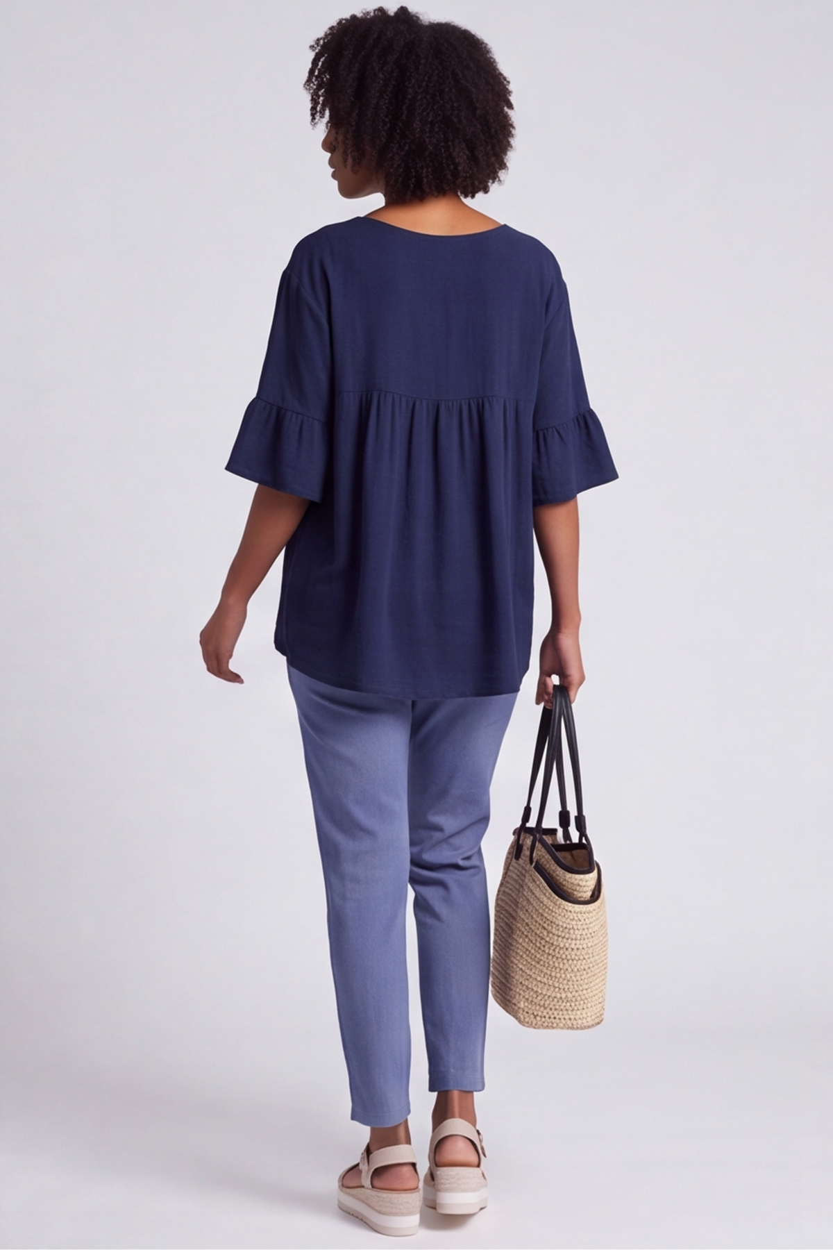Arabella Cotton Tunic Top Navy