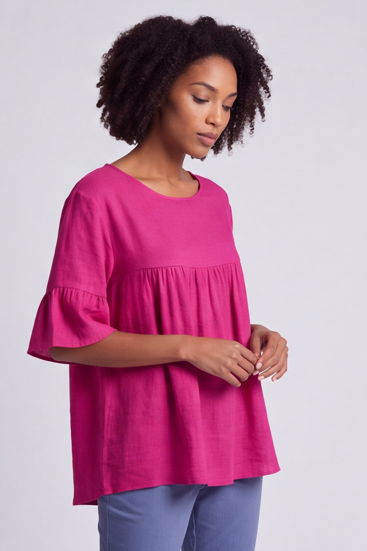 Arabella Cotton Tunic Top Fuchsia