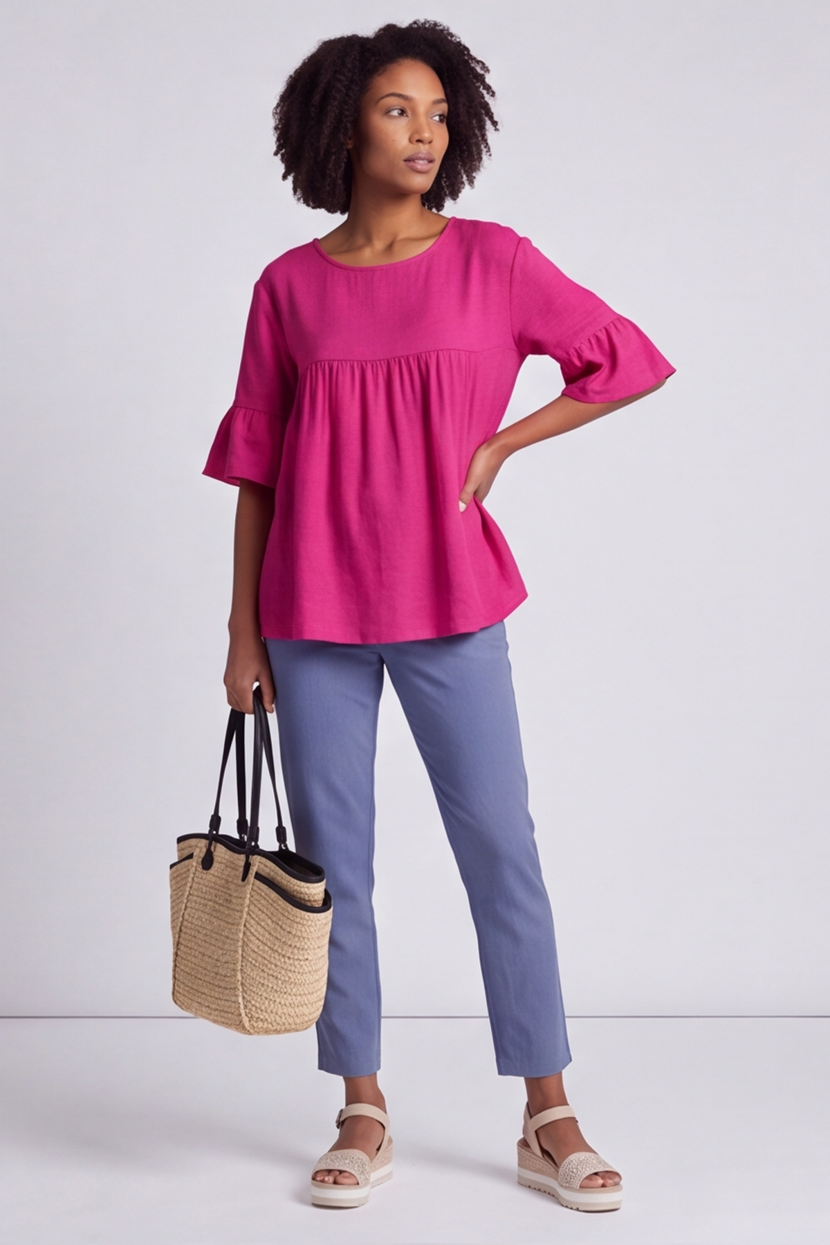 Arabella Cotton Tunic Top Fuchsia