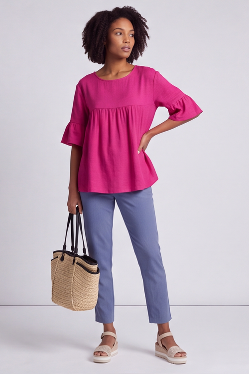 Arabella Cotton Tunic Top Fuchsia - Image 3