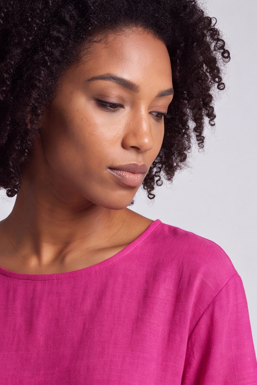 Arabella Cotton Tunic Top Fuchsia - Image 4