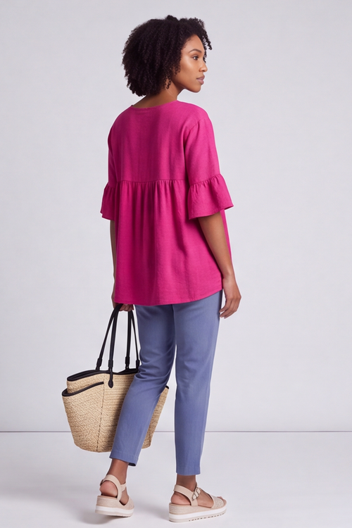 Arabella Cotton Tunic Top Fuchsia - Image 5