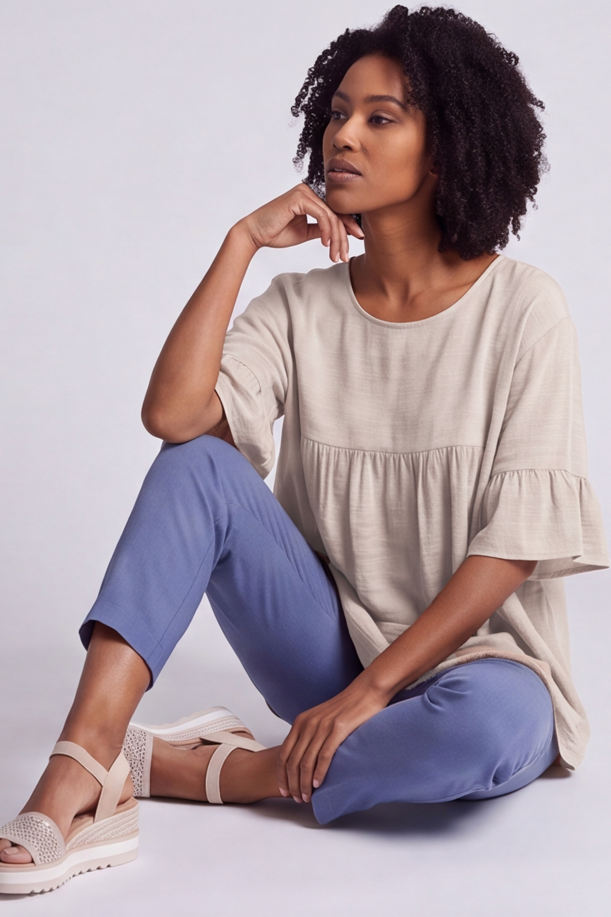 Arabella Cotton Tunic Top Stone