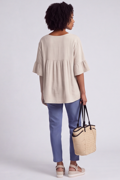 Arabella Cotton Tunic Top Stone - Image 4