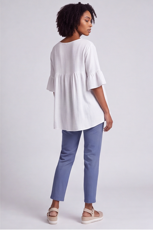 Arabella Cotton Tunic Top White - Image 3