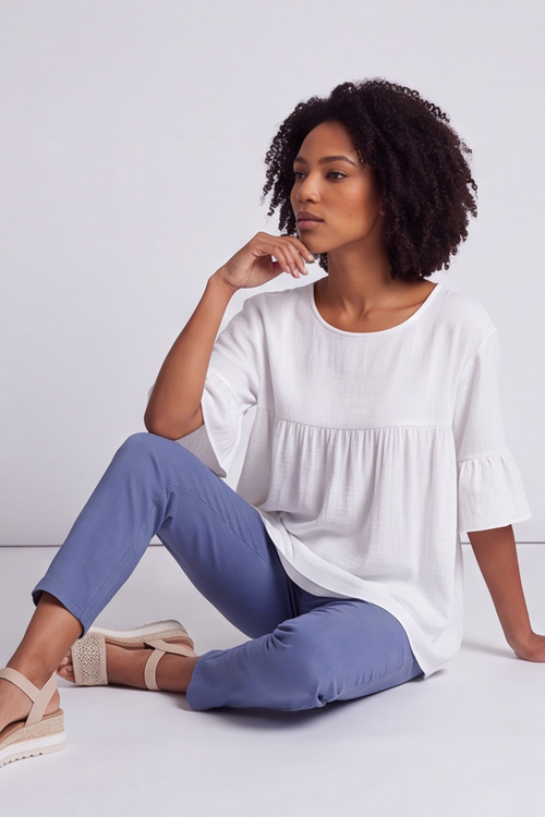 Arabella Cotton Tunic Top White - Image 5