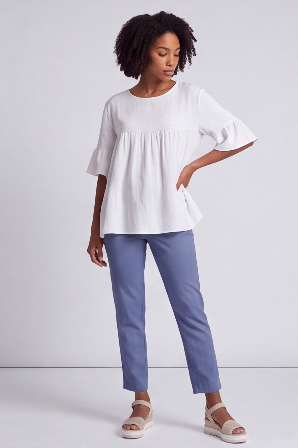 Arabella Cotton Tunic Top White