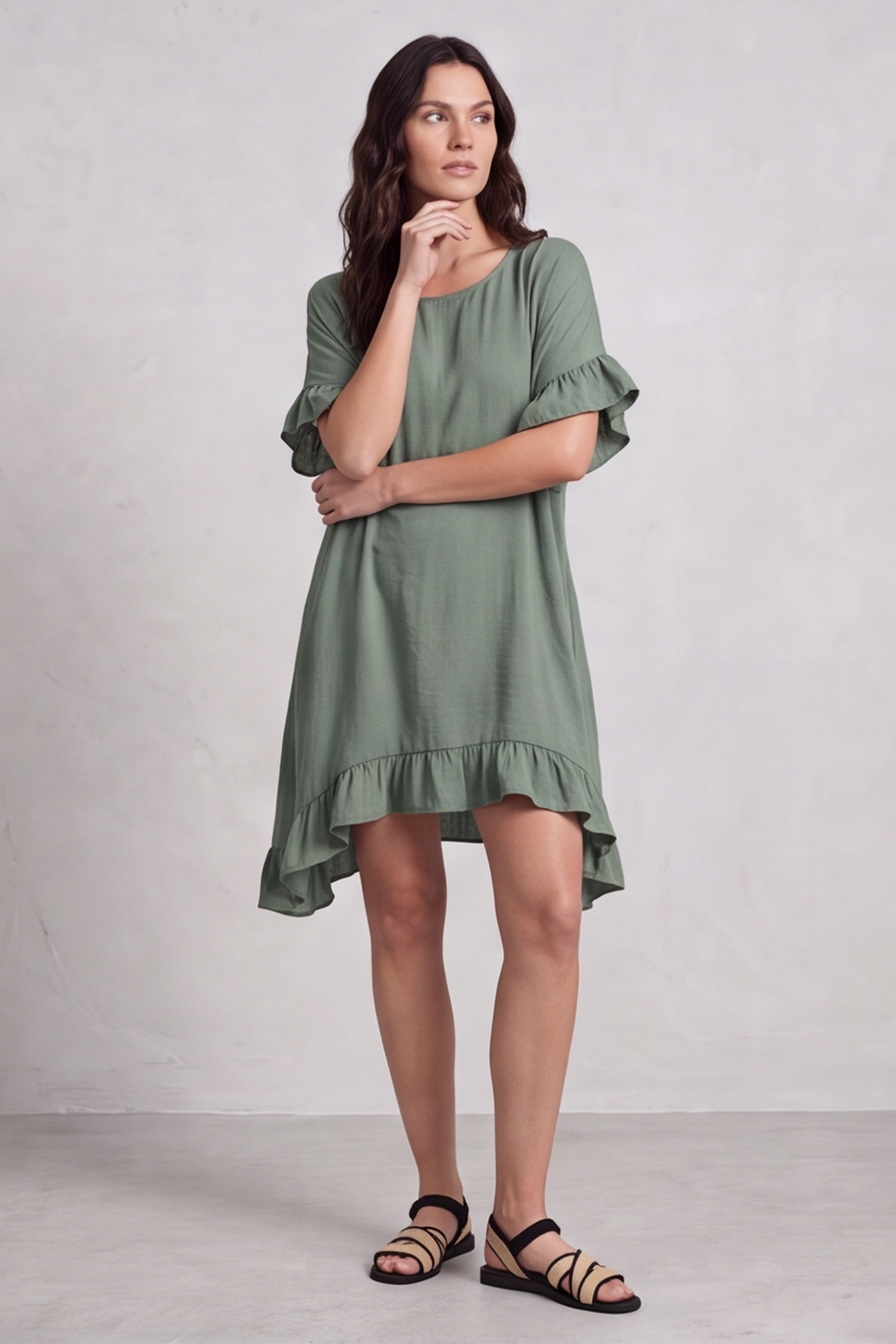 Aria Essential Cotton Top Olive