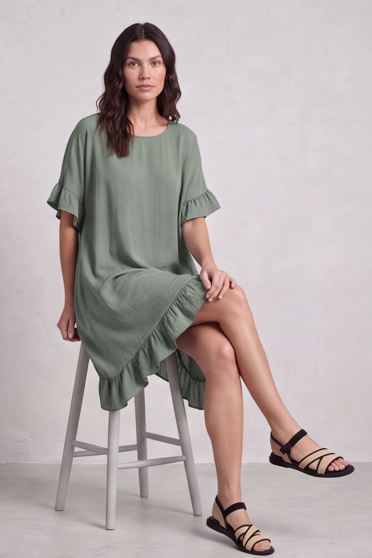Aria Essential Cotton Top Olive